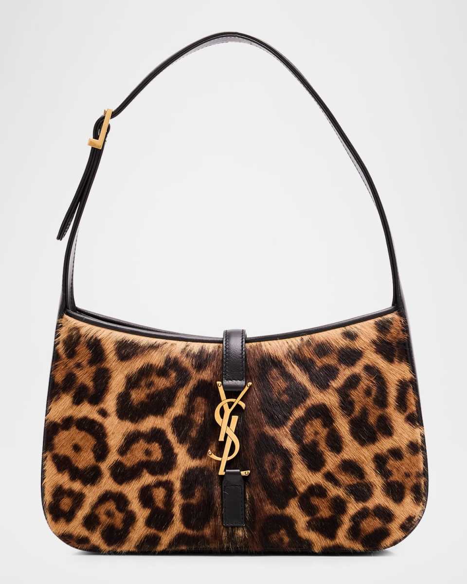 Le 5 A 7 Shoulder Bag in Leopard-Print Calf Hair